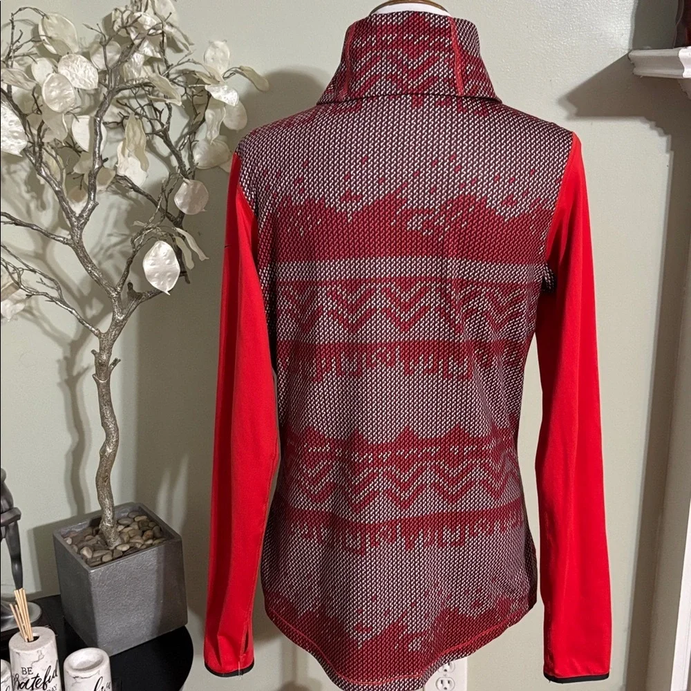 Nike Pro Women's Red Gray Cowl Neck Sweater